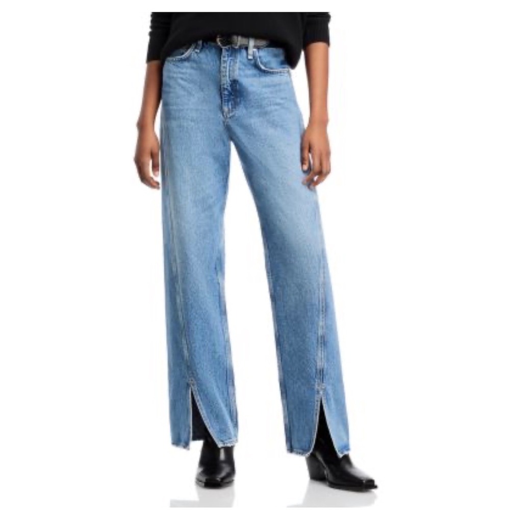 NWT rag & bone Light Blue Straight Leg Jeans with Front Slits